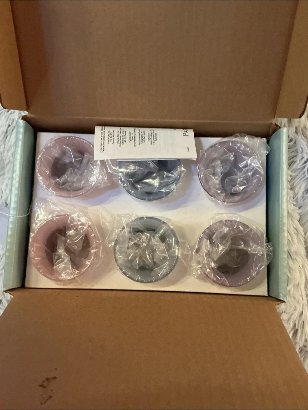 PartyLite Pastel Votive Candle Holders Set of 6 Pink Purple Blue Glass